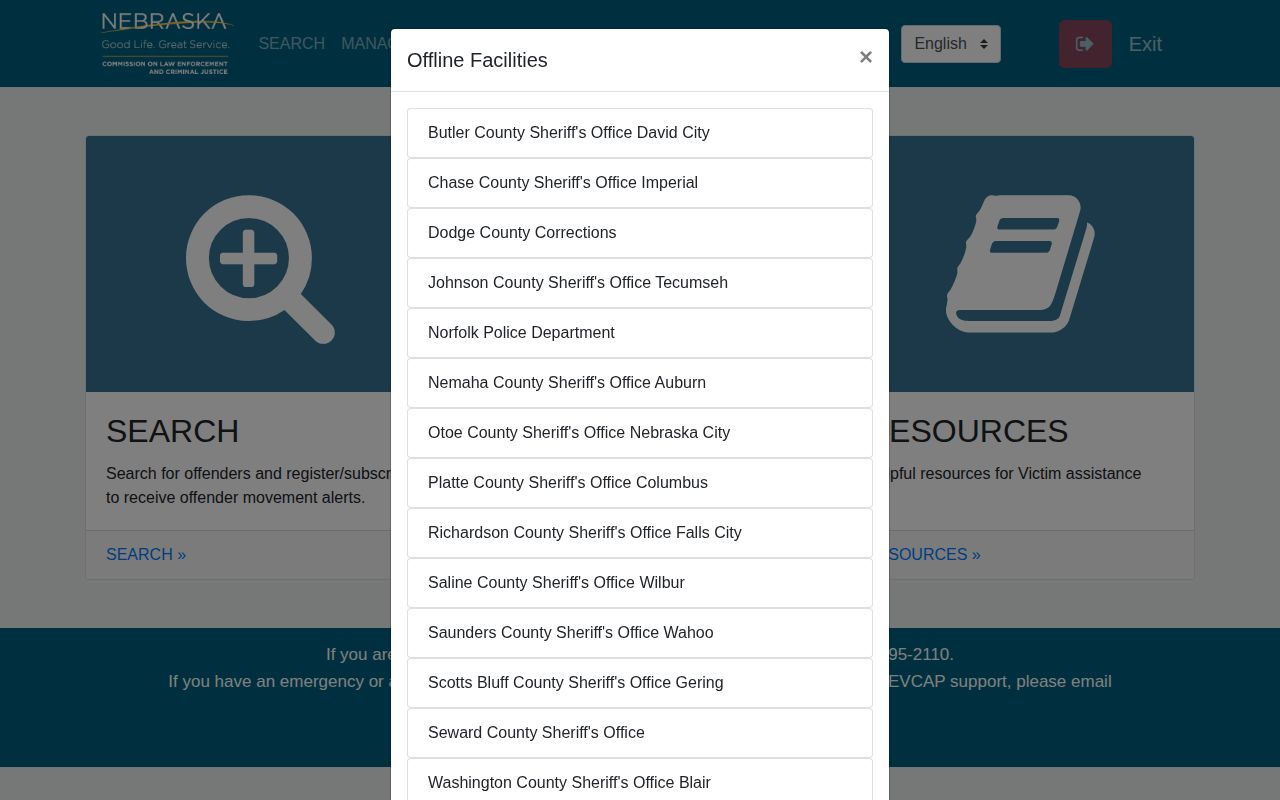 Thomas County custody alerts through Nebraska Victims of Crime Alert Portal